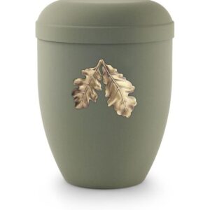 Olive Green with Gold Leaves Motif