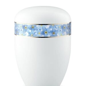 White with Blue Flower Border