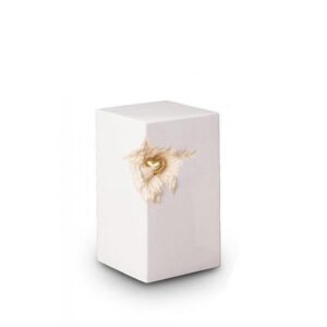 White with Gold Recessed Heart Motif